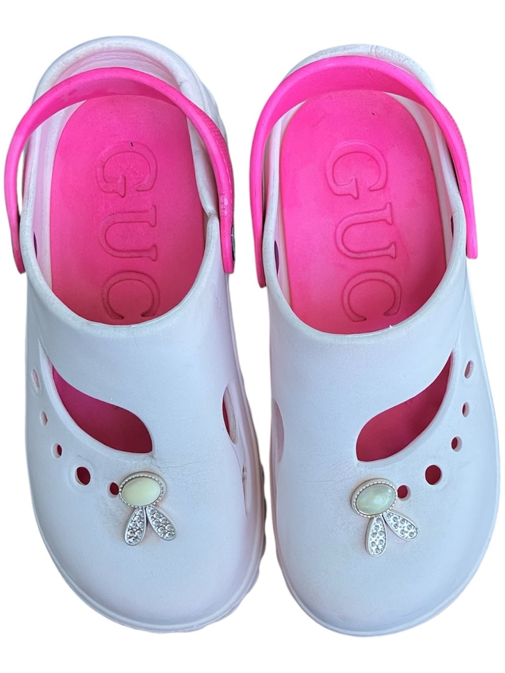 Gucci Crocs Woman’s Pale Pink Outer with Bright Pink inner Sz 10 or 41